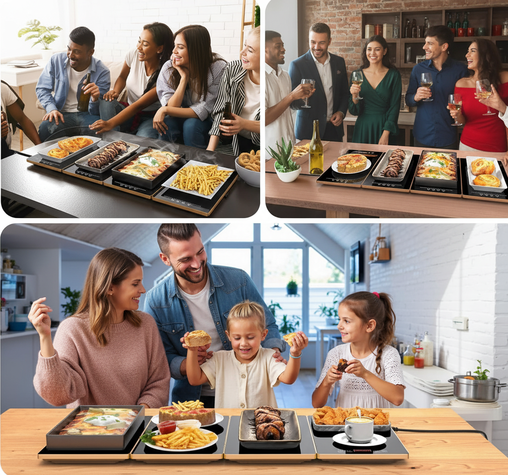 The Caterr™ Electric Warming Plates - 4-in-1 Modular Set