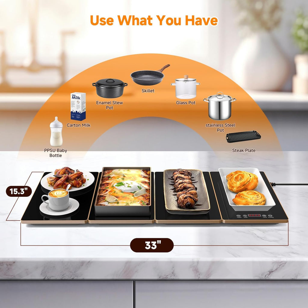 The Caterr™ Electric Warming Plates - 4-in-1 Modular Set