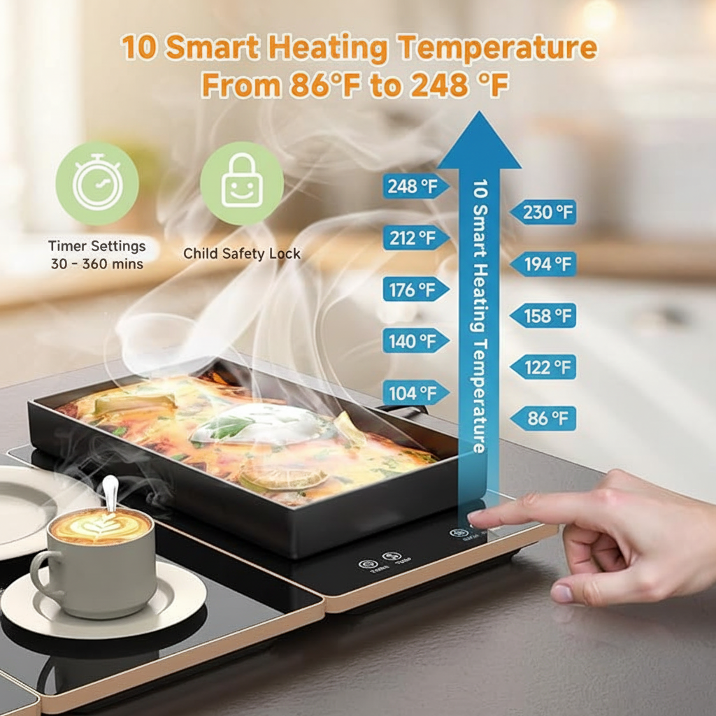 The Caterr™ Electric Warming Plates - 4-in-1 Modular Set